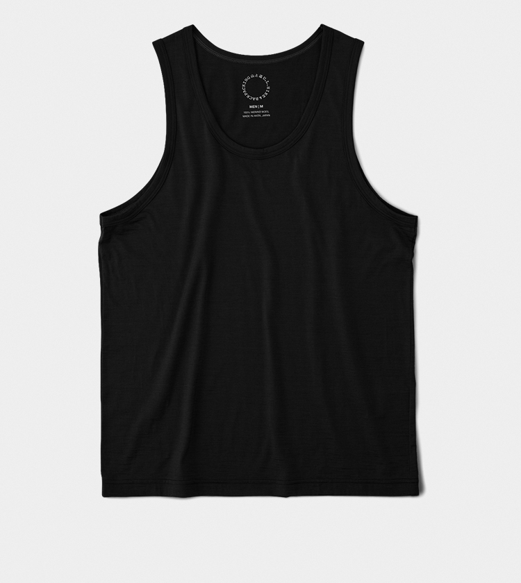 Men's merino wool tank top - Black - Dilling