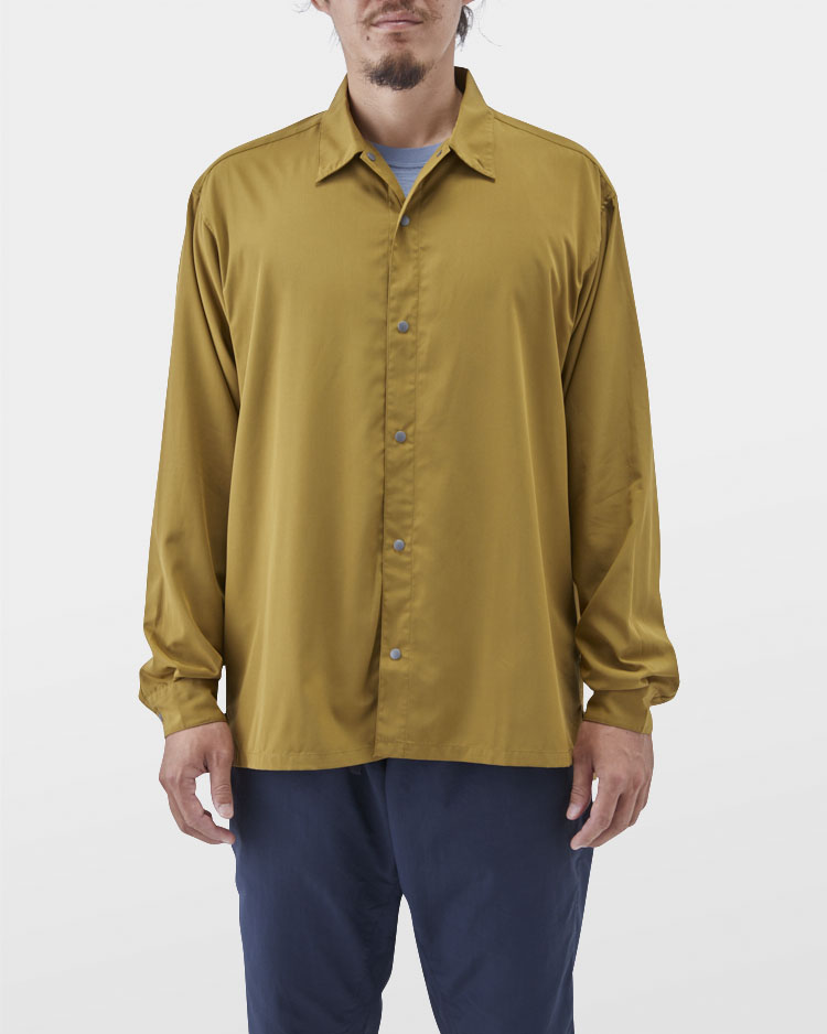 新品未使用 山と道 バンブーシャツ 新品 ダークオリーブ Bamboo Shirt